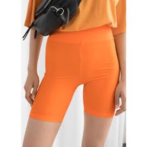 & Other Stories Women's Orange Fitted Cycling Shorts Sz 4 NWT 49